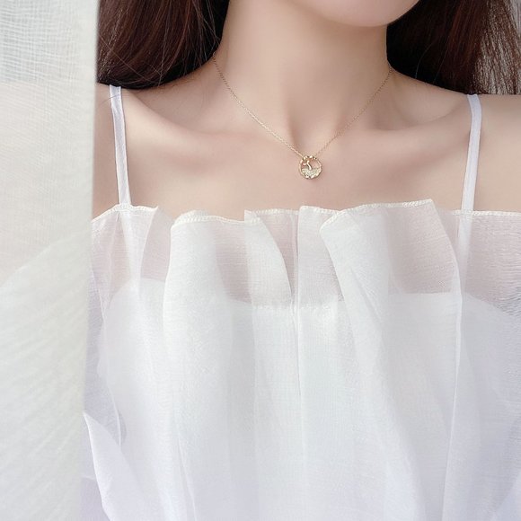 NEW 14K Gold Plated Diamond Mermaid Necklace a - Picture 2 of 11